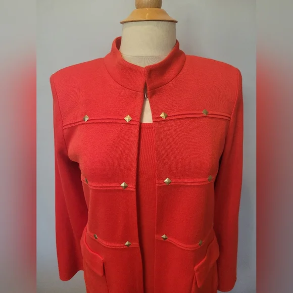 MISOOK Knitted Oranged Studded Stretch Tank & Jacket Twin Set SZ S/M